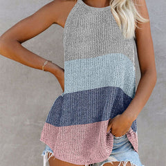 Womens Summer Striped Ice Silk Crochet Tank Tops Girls Sexy Loose Beach Wear 2020 New Casual Female Camis Tops Fashion Wholesale