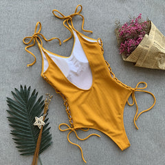 New Solid Color One-piece Swimsuit Strap Bikini Female One-piece Swimsuit Sexy Bikini